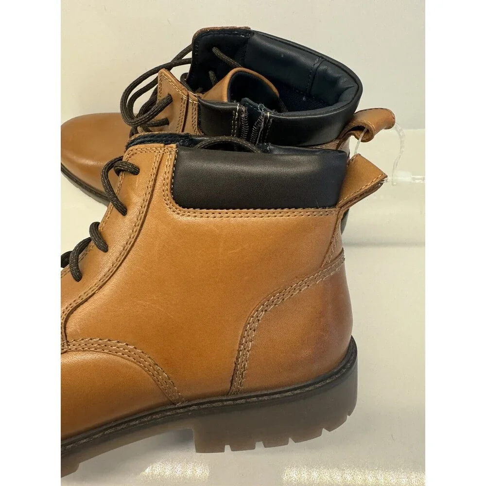 JONHSON & MURPHY boots Patterson Brown genuine Leather Lace Up Boy's youth 4M